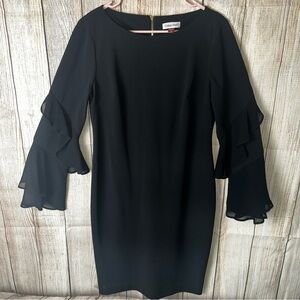 Calvin Klein Black Long Sleeve Dress with Ruffles